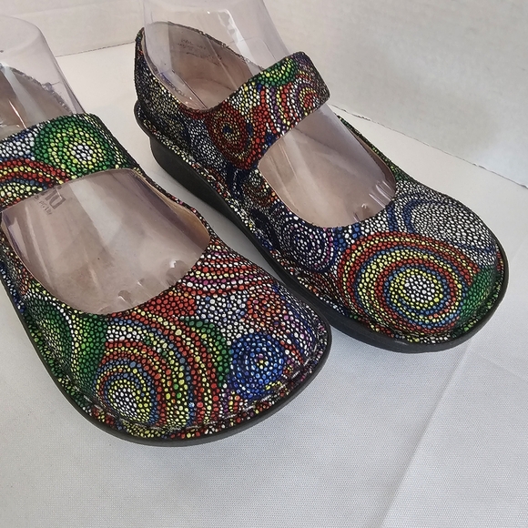 Alegria Paloma Mary Jane Shoes Bullseye Multicolor Swirl Comfort Flats Size 37 - Picture 4 of 12